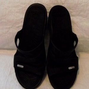 CROCS sandals, women's, W7, small Patricia Wedge